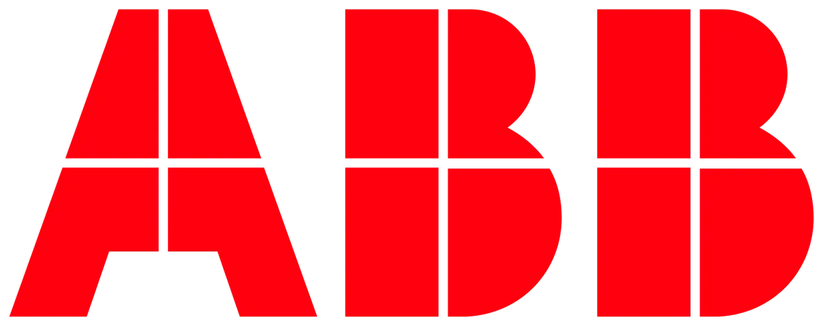 ABB logo in bold red, symbolizing electrification and automation leadership for a sustainable future.