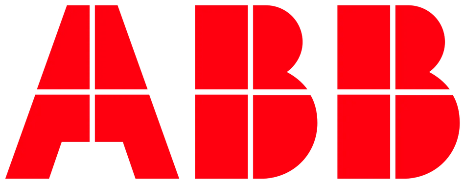 ABB logo in bold red, symbolizing electrification and automation leadership for a sustainable future.