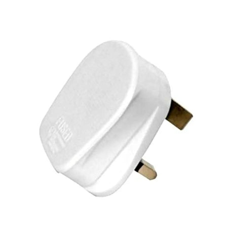 White 13A plug top side view