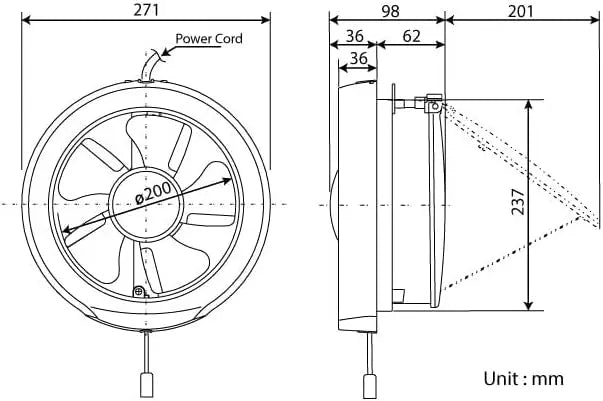 KDK 20WUD Glass-Mounted Exhaust Fan 8″ White – Bathroom Ventilation KDK