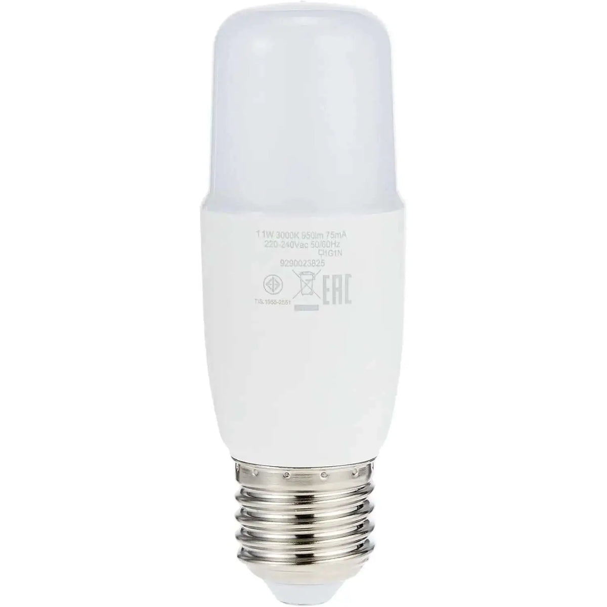 Philips Essential DL Stick LED Bulb, 11W, E27 base, 3000K warm white, front view. UAE