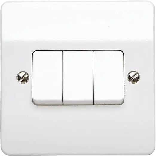 MK K4873WHI 10 A Triple Single Pole 2-Way Plate Switch MK Electric