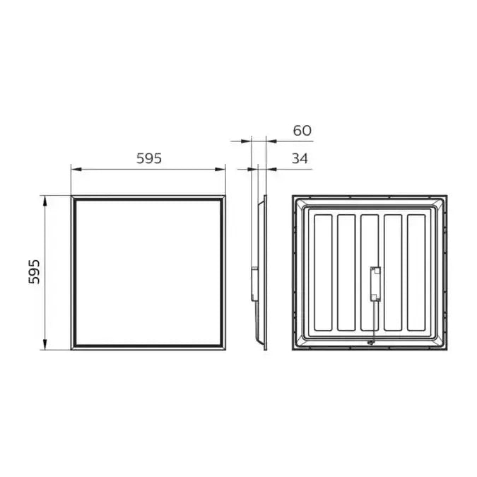 Philips LED panel light 60x60 design dimensions and installation specifications diagram UAE