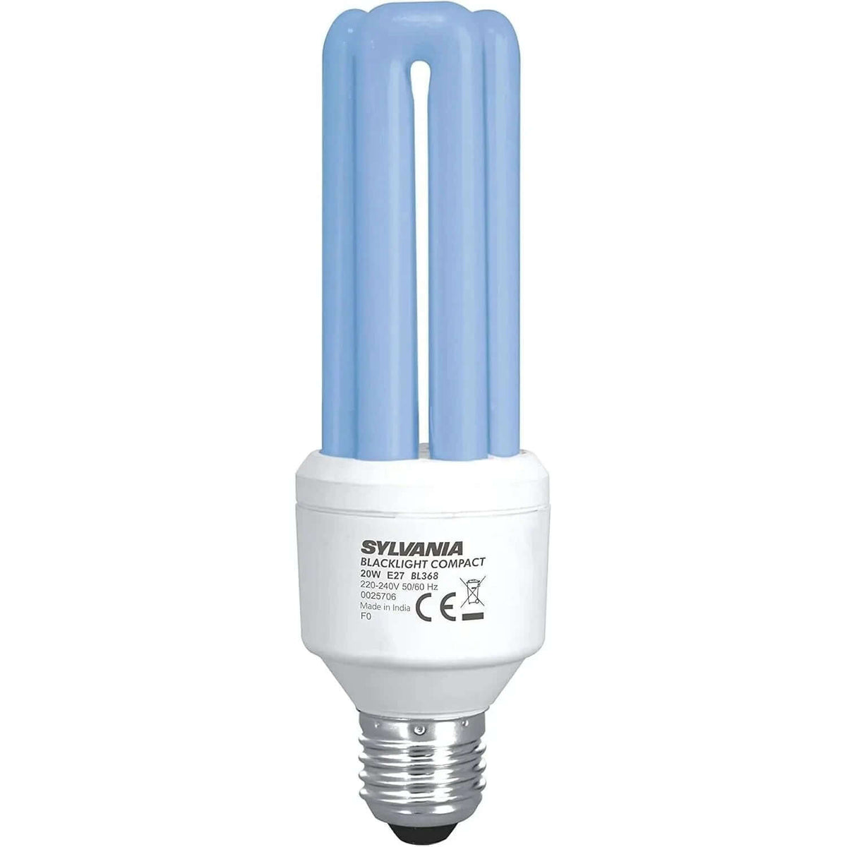 SYLVANIA 20W E27 BL368 UV blacklight bulb with blue fluorescent tubes, front view UAE