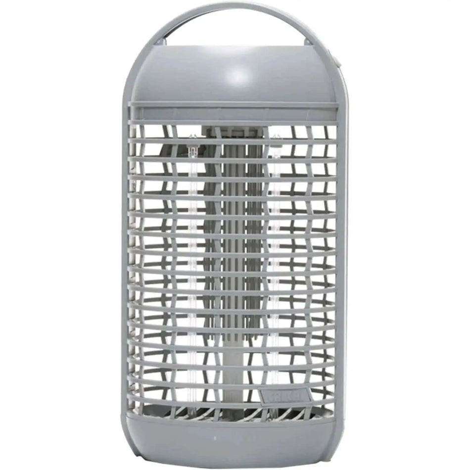 Mo-el Cri-Cri 300N insect killer, 6W UV-A bug zapper, front view with grey housing and grid. UAE