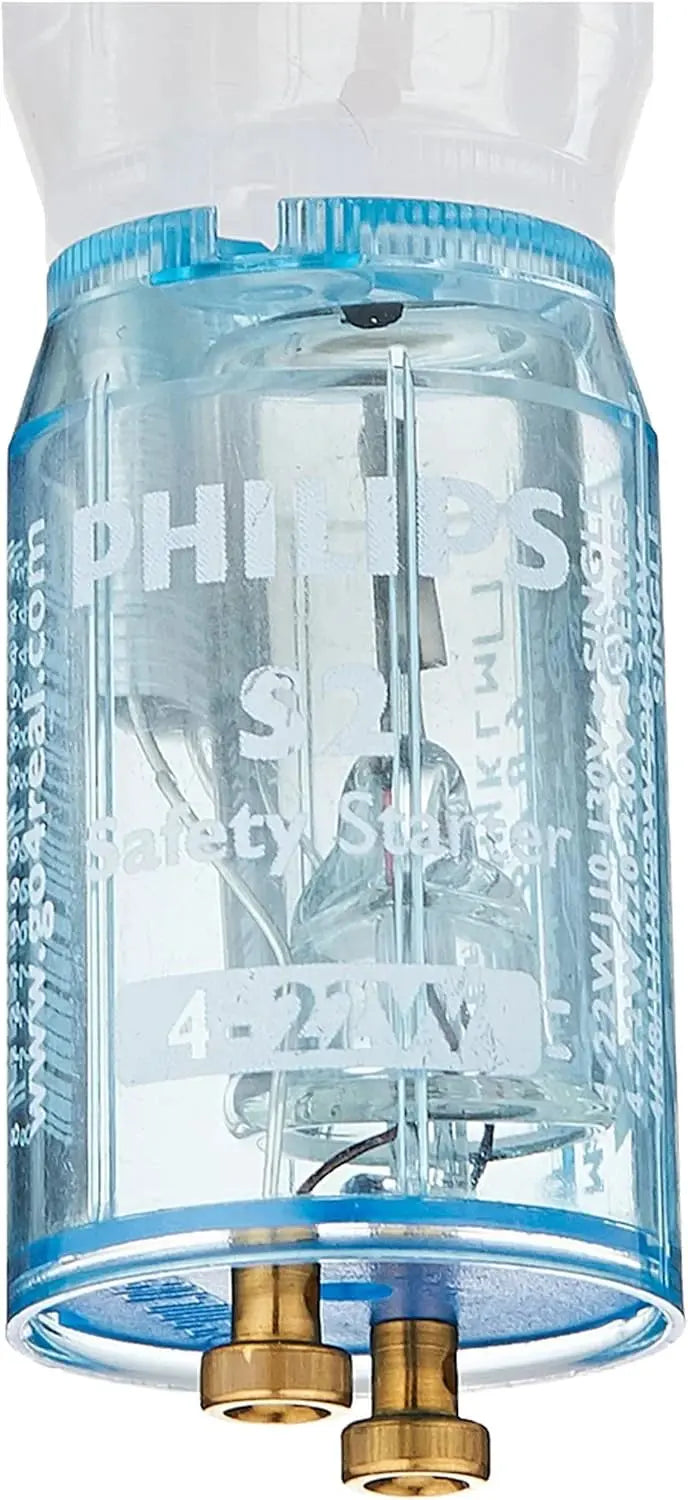 Philips S2 starter in blue transparent housing displaying 4-22W 220-240V label. UAE