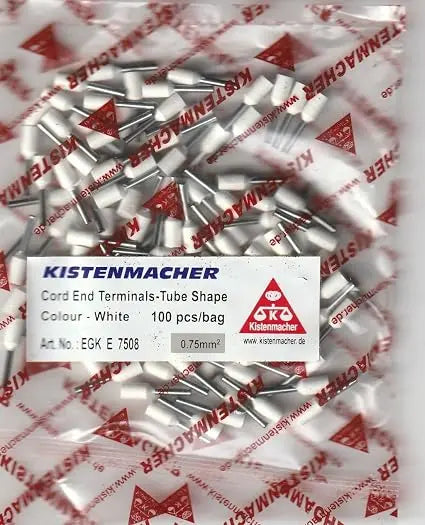 Kistenmacher Insulated Bootlace Ferrules 0.75-08 White E7508/W Kistenmacher