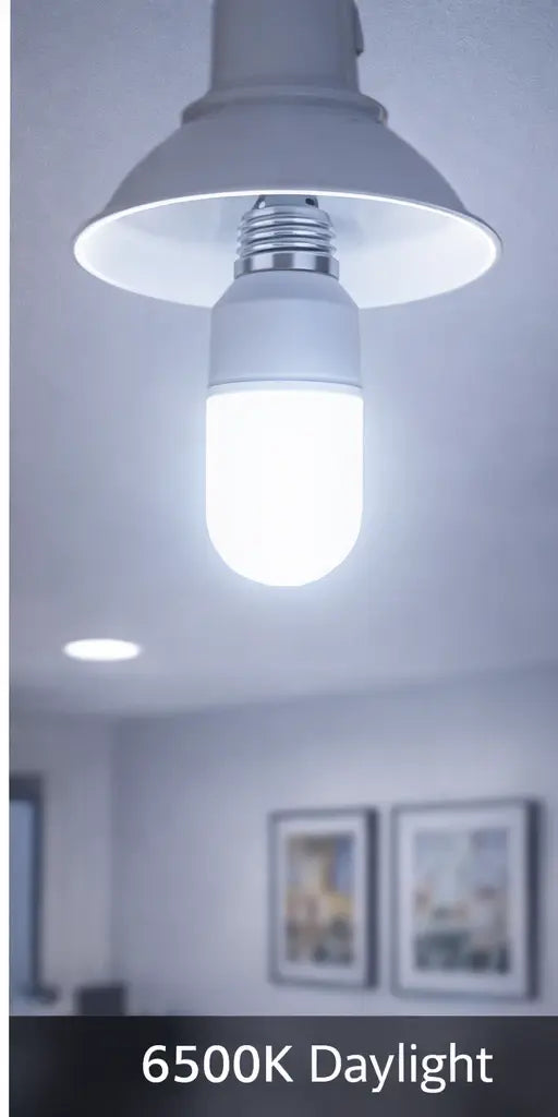 Osram LED Value Stick Lamp 12W E27 frosted bulb in ceiling fixture, 6500K daylight label visible. UAE