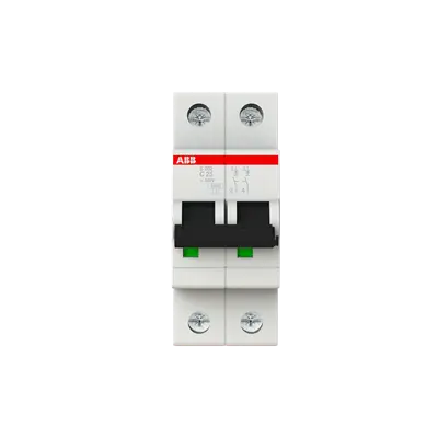 ABB S202-C25 MCB, 2-pole 25A Type C 6kA, official ABB product photo, front view