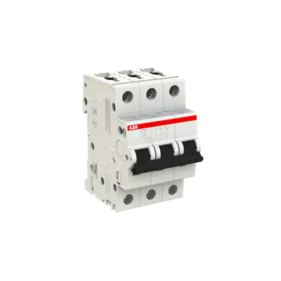 ABB S203M-C16 MCB, 3-pole 16A Type C 10kA, official ABB product photo, side view