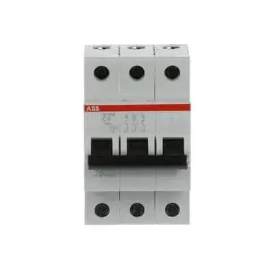 ABB SH203-C6 three-pole miniature circuit breaker, 6A rating, front view UAE