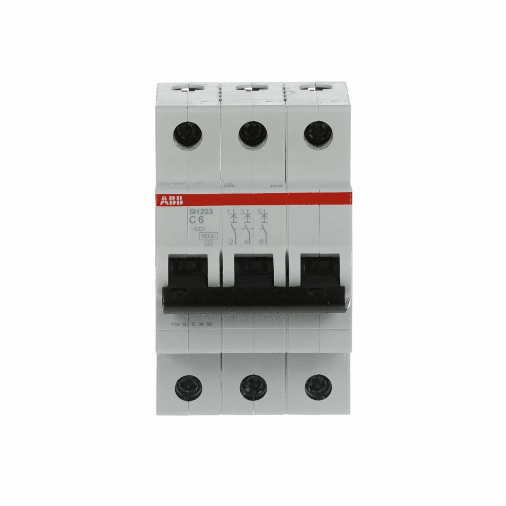 ABB  Miniature Circuit Breaker 6A 3 Pole- SH203-C6, 2CDS213001R0064 ABB