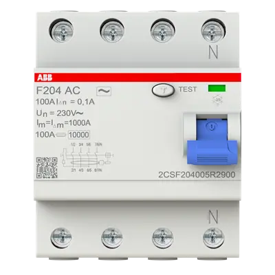 ABB RCCB/ELCB F204 100A 4-Pole 100mA ABB