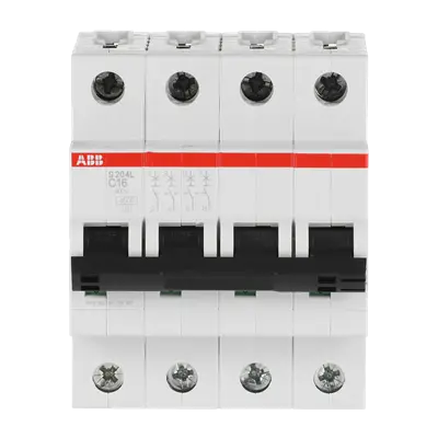 ABB SH203M-C40 MCB, 3-pole 40A Type C 10kA, official ABB product photo, front view