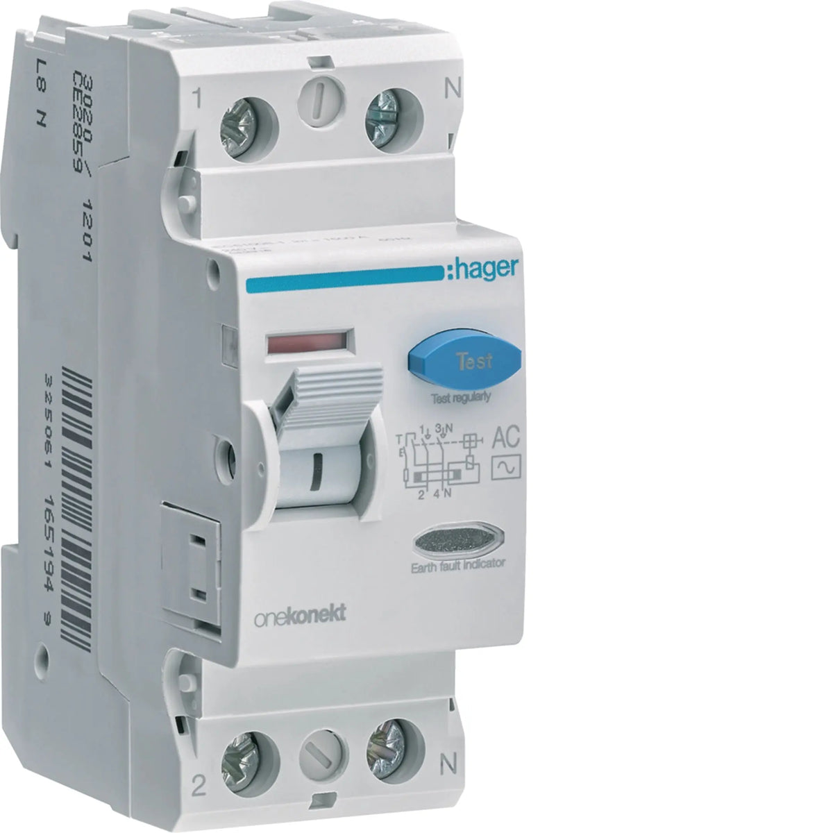Hager CF285Z 2-pole 100A 300mA Type AC RCCB (ELCB) — official Hager product photo