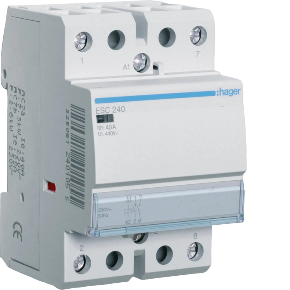 Hager ESC240 40A 2-Pole Installation Contactor 230V AC Hager