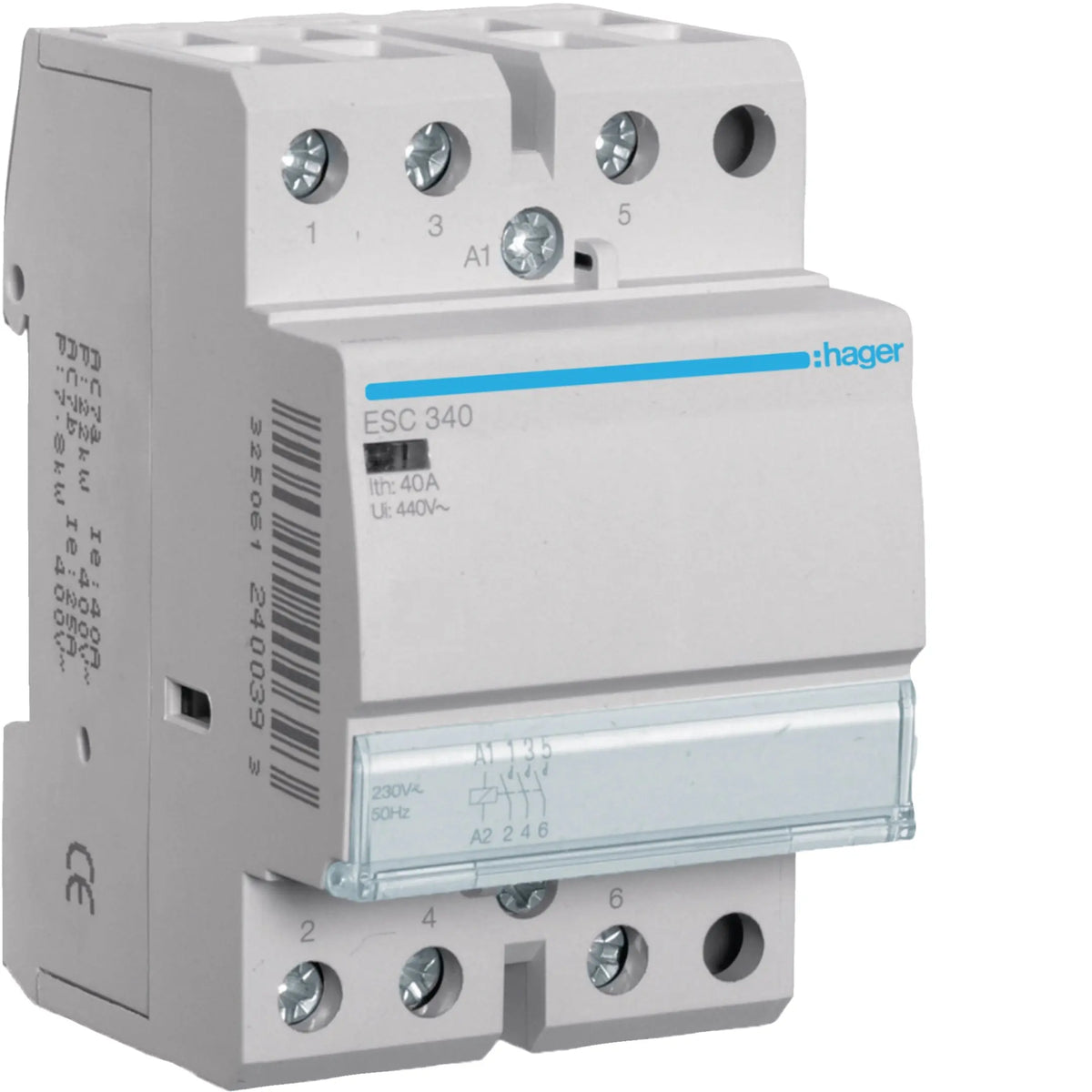 Hager ESC340 40A 3-Pole Installation Contactor 230V AC Hager
