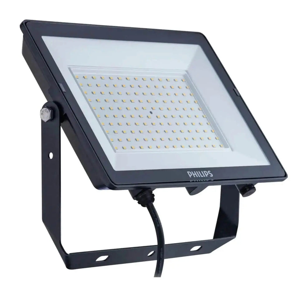 Philips Essential SmartBright G5 LED floodlight 100W with black housing, adjustable bracket and visible LED array. UAE