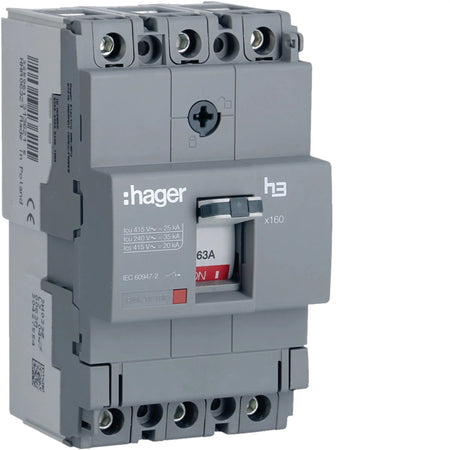 Hager MCCB 3-Pole 63A HHA063Z Hager