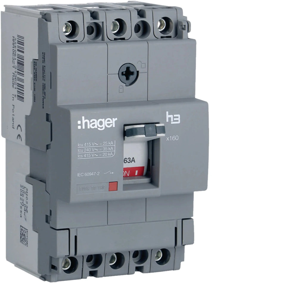 Hager MCCB 3-Pole 63A HHA063Z Hager