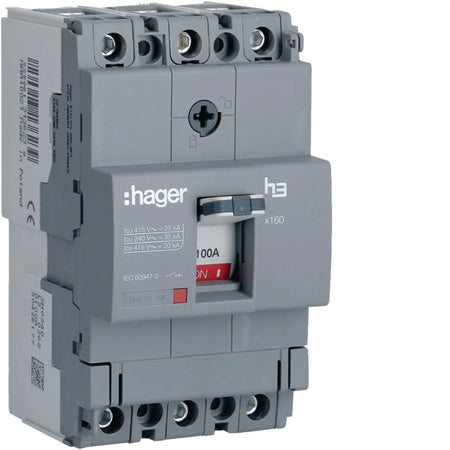 Hager MCCB 3-Pole 100A HHA100Z Hager