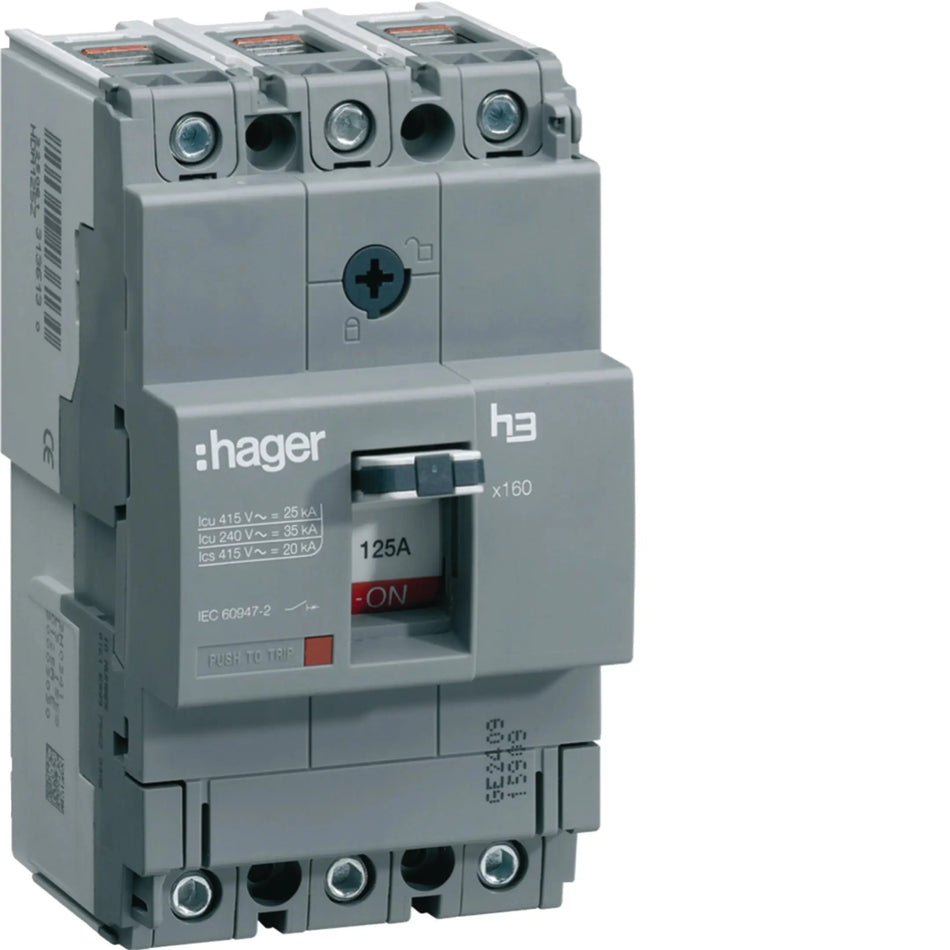 Hager MCCB 3-Pole 125A HHA125Z Hager