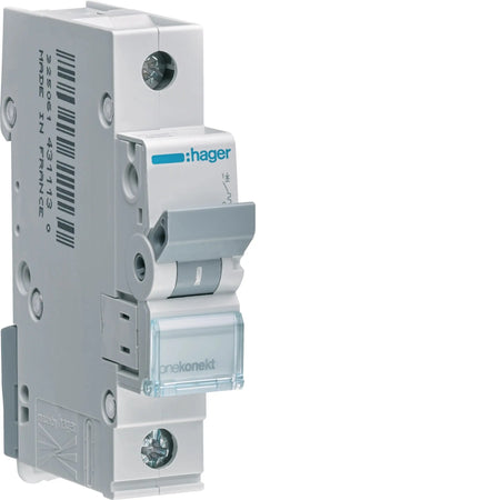 Hager MCN120 1-Pole 20A MCB Type C 6kA Hager