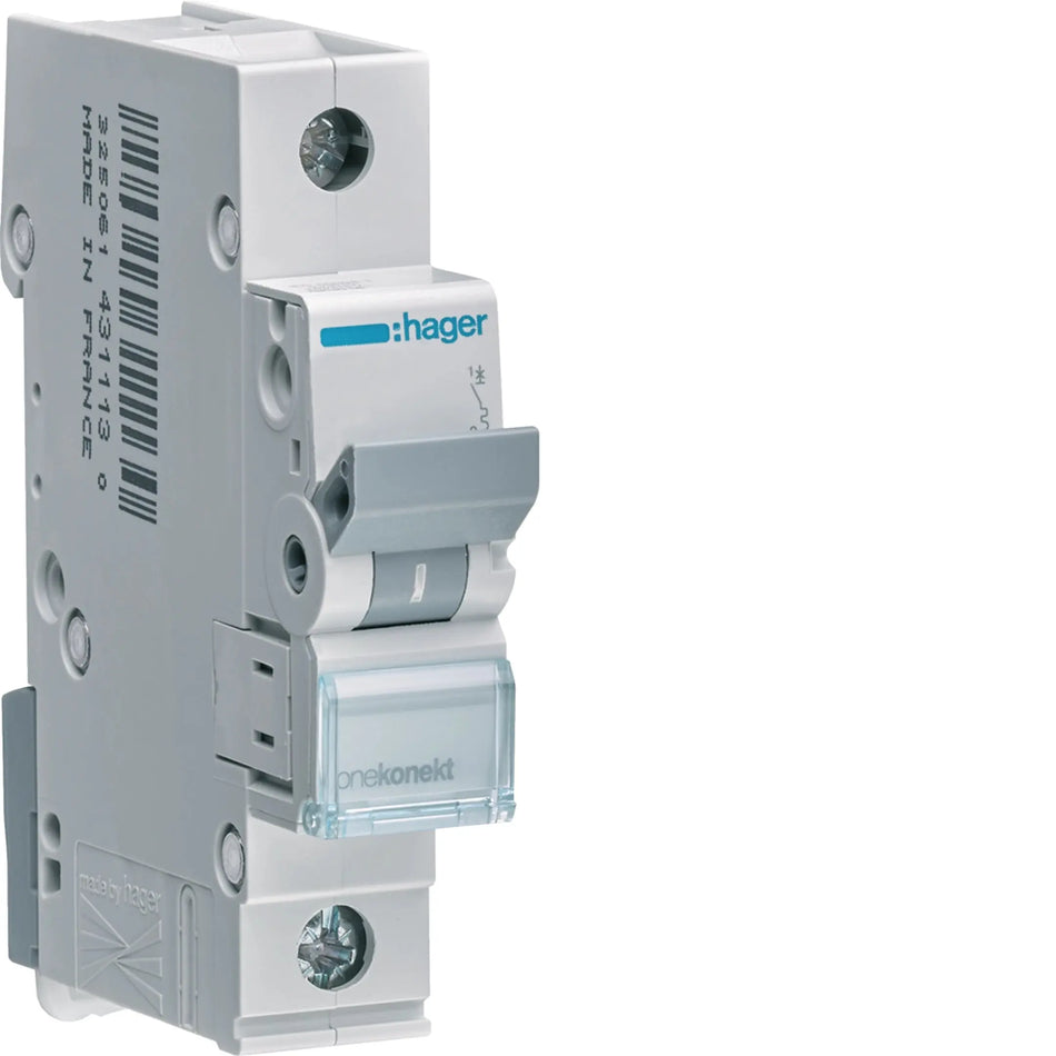 Hager MCN120 1-Pole 20A MCB Type C 6kA Hager