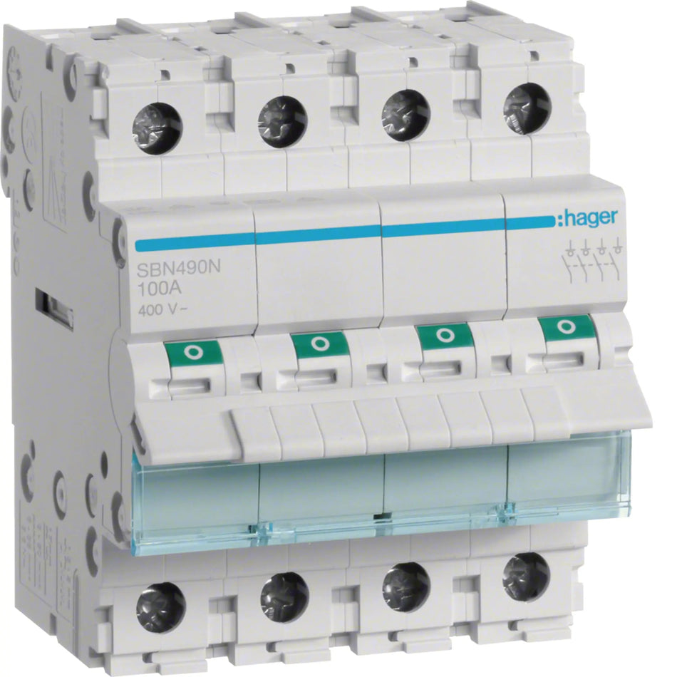 Hager SBN490N 90A 4-Pole Modular Isolator Hager
