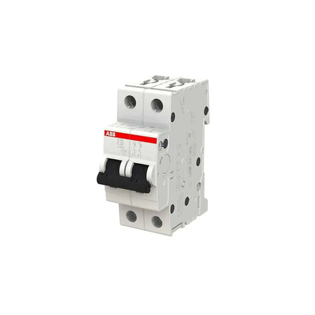 ABB S202-C32 miniature circuit breaker, white 2-pole MCB with red label and black toggle levers, 32 A. UAE