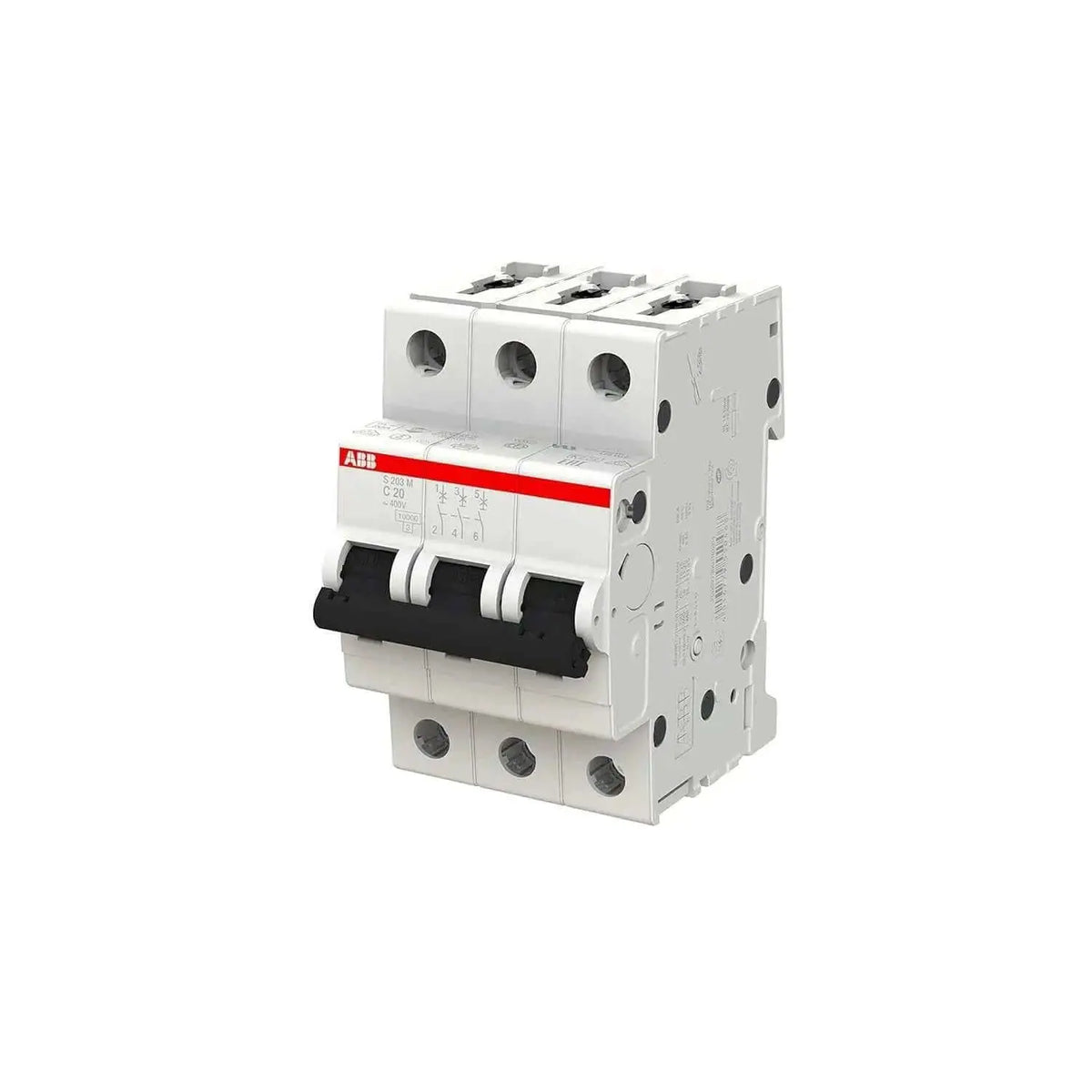 ABB S203M-C20 3-pole Type C miniature circuit breaker, 20A, front view UAE