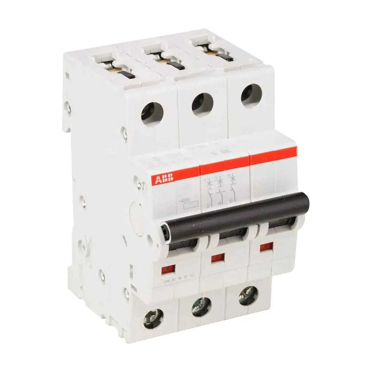 ABB three-pole miniature circuit breaker 10A TYPE C SH203-C10, white front view UAE