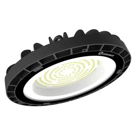 Ledvance LED Value Highbay 150W G2 6500K, round black ceiling light with inner white ring and visible LED array