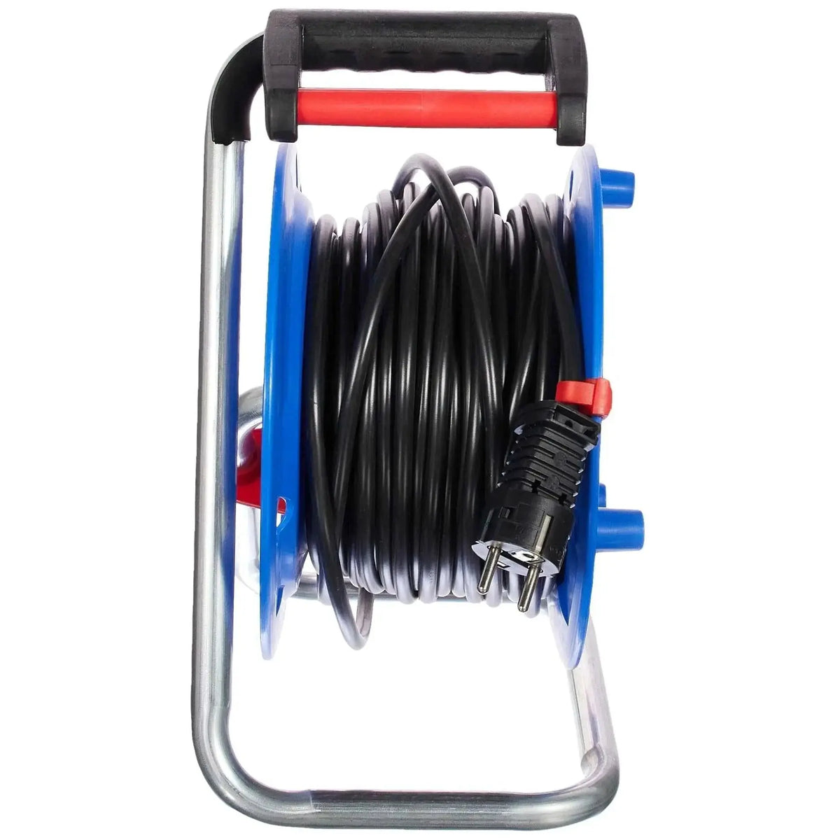 Brennenstuhl Garant cable reel 16A with blue housing, metal frame and coiled black H05VV-F 3G1.5 lead. UAE