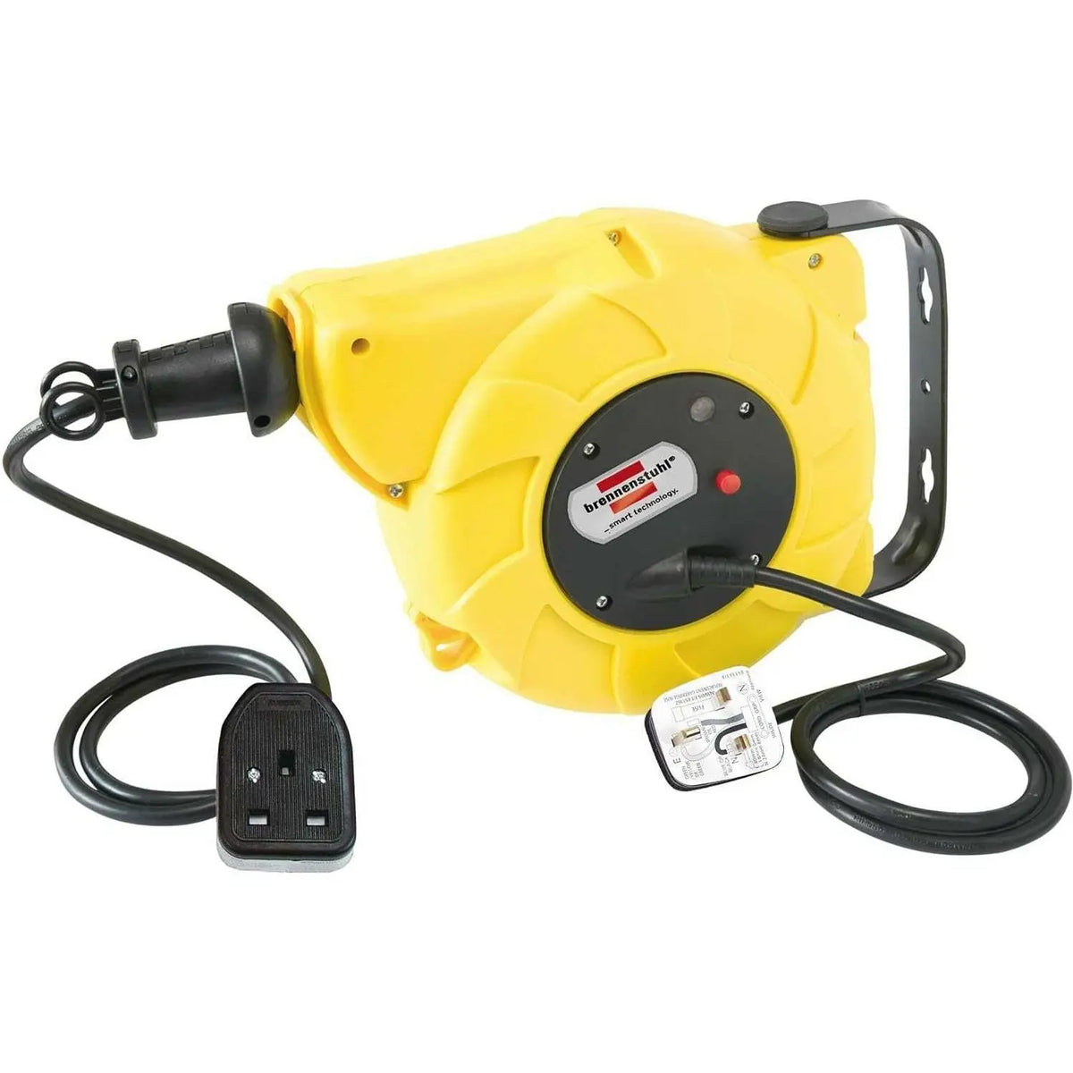 Brennenstuhl automatic rewind cable reel, yellow, 9+2 m H05VV-F 3G1,5, model 1241023300 front view UAE