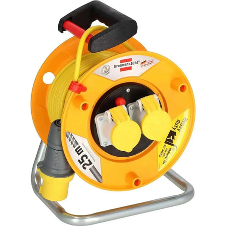 Brennenstuhl Garant 110V CEE 2-outlet cable reel, yellow 25m H05VV-F 3G1,5 on metal stand UAE