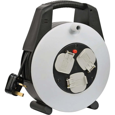 Brennenstuhl Vario Line 3-way socket reel, round grey housing with three outlets and carry handle; 5 m extension cord UAE