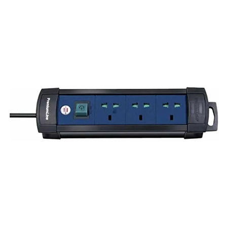 Brennenstuhl Premium Line Multistandard 13A 3-way extension cord, 3 m, blue outlets with on/off switch UAE