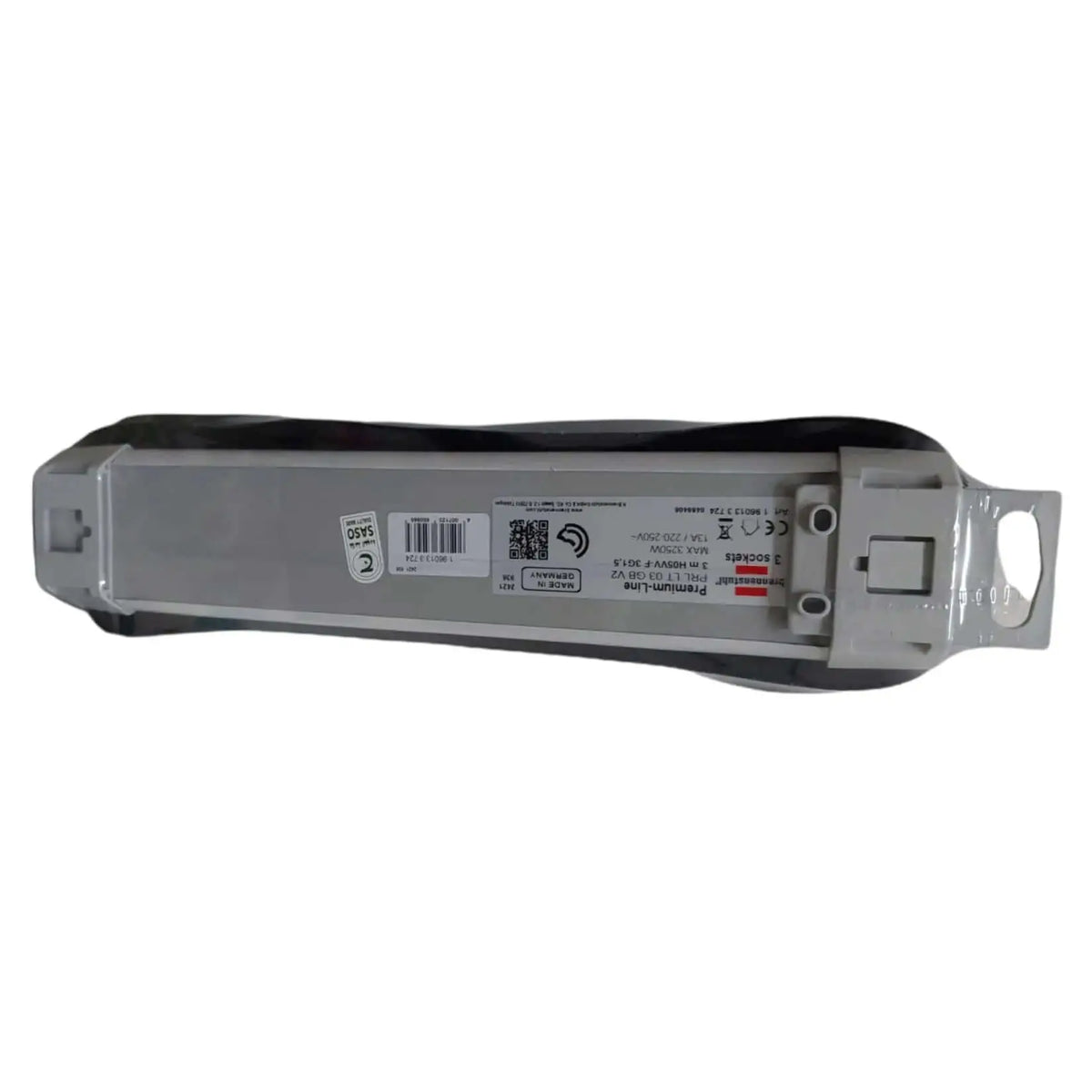 Brennenstuhl Premium Line Multistandard 13A 3-way extension cord with 5 m cable, black and light-grey housing. UAE