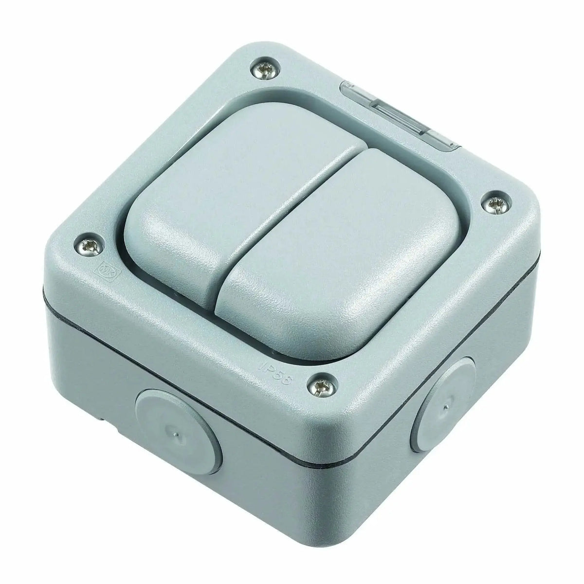 MK Electric Masterseal Plus K56402RY 10A 2-Gang 1-Way weatherproof switch, light gray housing UAE