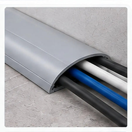 Deluxe 14x48mm Grey PVC floor trunking installed over floor cables