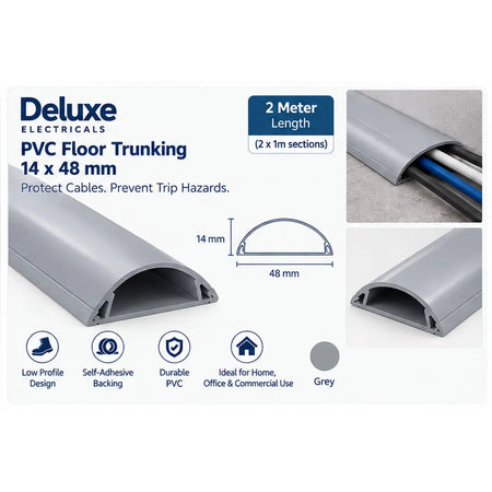 Deluxe PVC floor trunking 14x48mm Grey size and profile