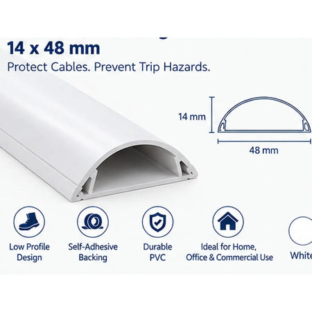Deluxe 14x48mm White PVC floor trunking profile detail