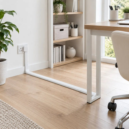 Deluxe 10x35mm PVC floor trunking installed in an office workspace