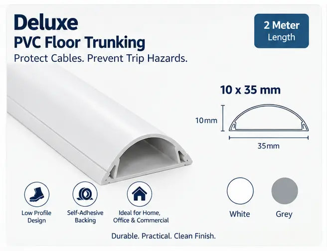 Deluxe PVC floor trunking 10x35mm size and profile