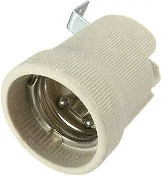 E27 ceramic lamp holder with metal mounting bracket