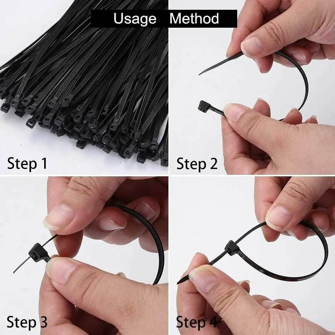Edge British Standard Cable Zip Ties (Black) - 100 Pieces - Deluxe Electricals UAE
