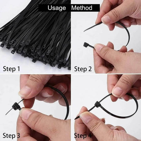 Edge British Standard Cable Zip Ties (Black) - 100 Pieces - Deluxe Electricals UAE