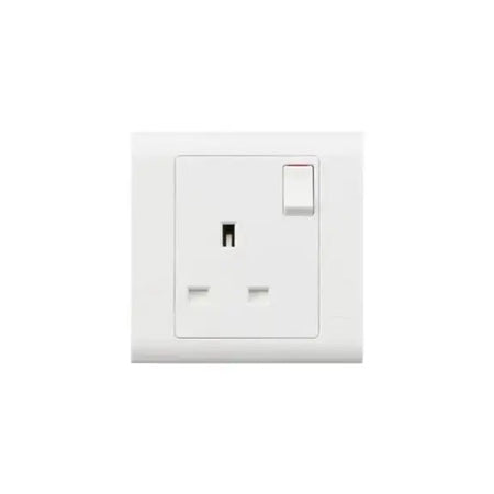 MK Electric MV2757WHI 13A 1G SP switched socket, white wall outlet with top rocker switch. UAE