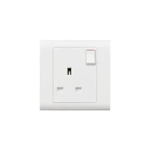 MK Electric MV2757WHI 13A 1G SP switched socket, white wall outlet with top rocker switch. UAE